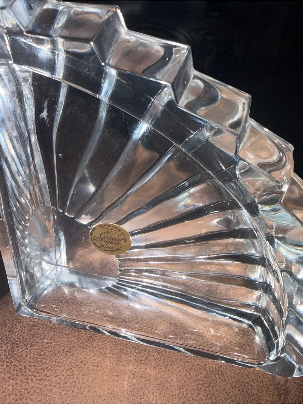 Clear Crystal Fan Bookend - White